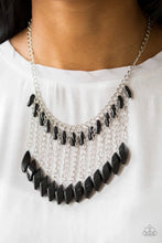 Load image into Gallery viewer, Venturous Vibes” Black Fringe Necklace &amp; Earrings Set
