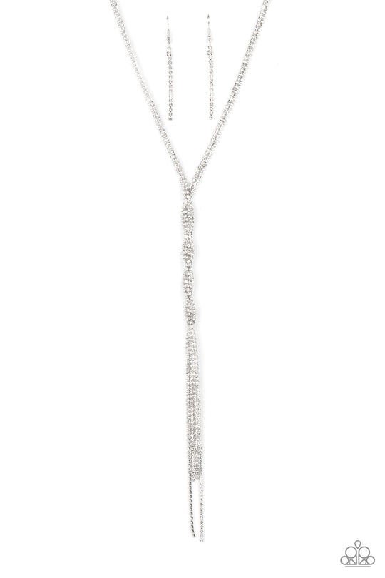 Impressively Icy - White Necklace & Earrings Set