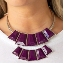 Load image into Gallery viewer, Geometric Shaped Purple Statement Necklace Set
