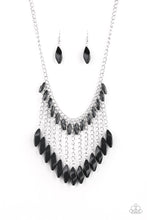 Load image into Gallery viewer, Venturous Vibes” Black Fringe Necklace &amp; Earrings Set
