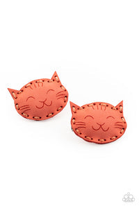 MEOW Youre Talking! Orange Suede Cat Hair Clip