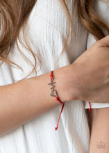Load image into Gallery viewer, CARDIAC COUTURE - RED CORD SILVER HEARTBEAT SLIDE BRACELET
