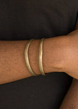 Load image into Gallery viewer, Palm Trees and Pyramids - Brass Bar Cuff Bracelet
