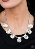 Load image into Gallery viewer, GLOW-GETTER GLAMOUR - WHITE - SILVER NECKLACE -
